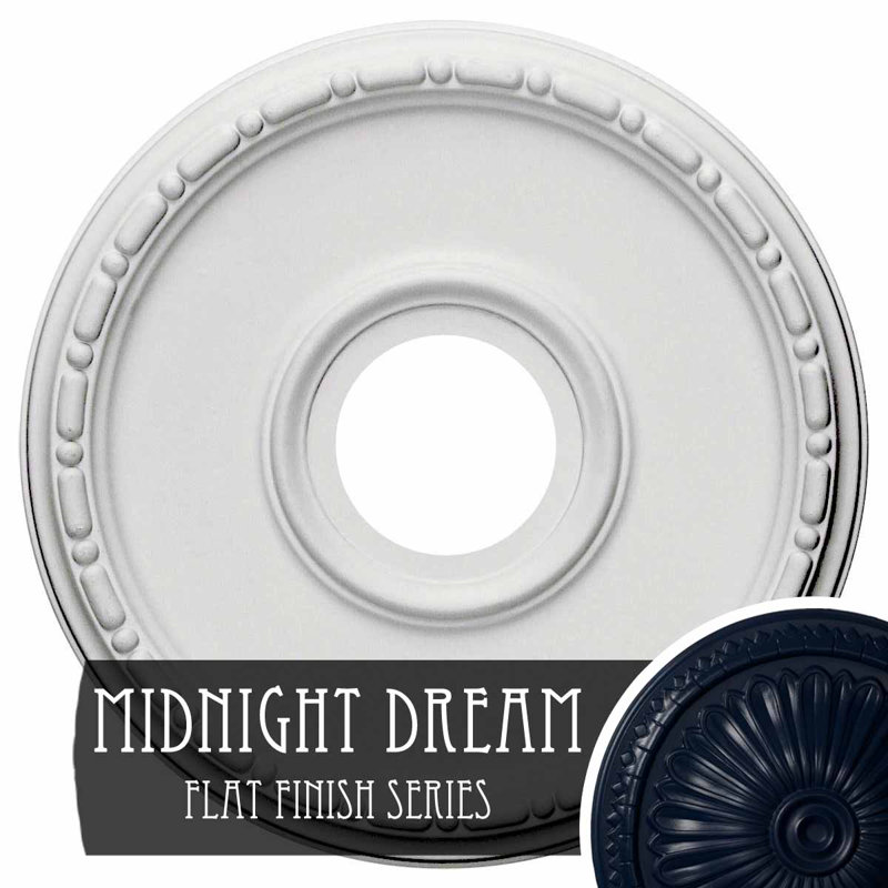 Médaillon de plafond Endurathane Medea, DE 16 1/2 po x P 3 7/8 po x P 1 1/2 po (convient aux auvents jusqu'à 5 3/8 po), fini de rêve de minuit peint à la main