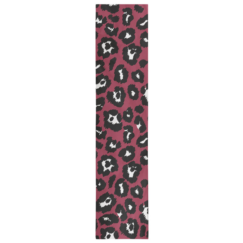 Animal Print Table Runner, 90" x 16", Scarlet/Black/White