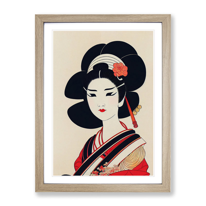 View Of A Geisha No.4 - Single Picture Frame Print, 34cm H x 25cm W x 2cm D, Oak Framed