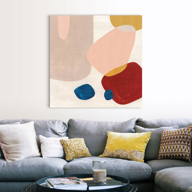 Reproduction d’art sur toile, "Pink Pebbles III" par Eva watts, Toile tendue, H 48 po x l 48 po x P 1,25 po
