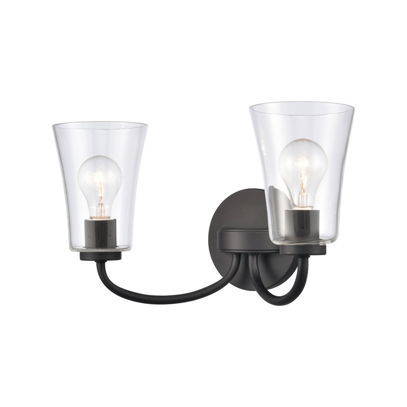 Éclairage pour salle de bain 2 lumières Emily - noir mat 17 po Emily, H 9,5 po x l 17 po x P 8,75 po, Noir, Deux lumières