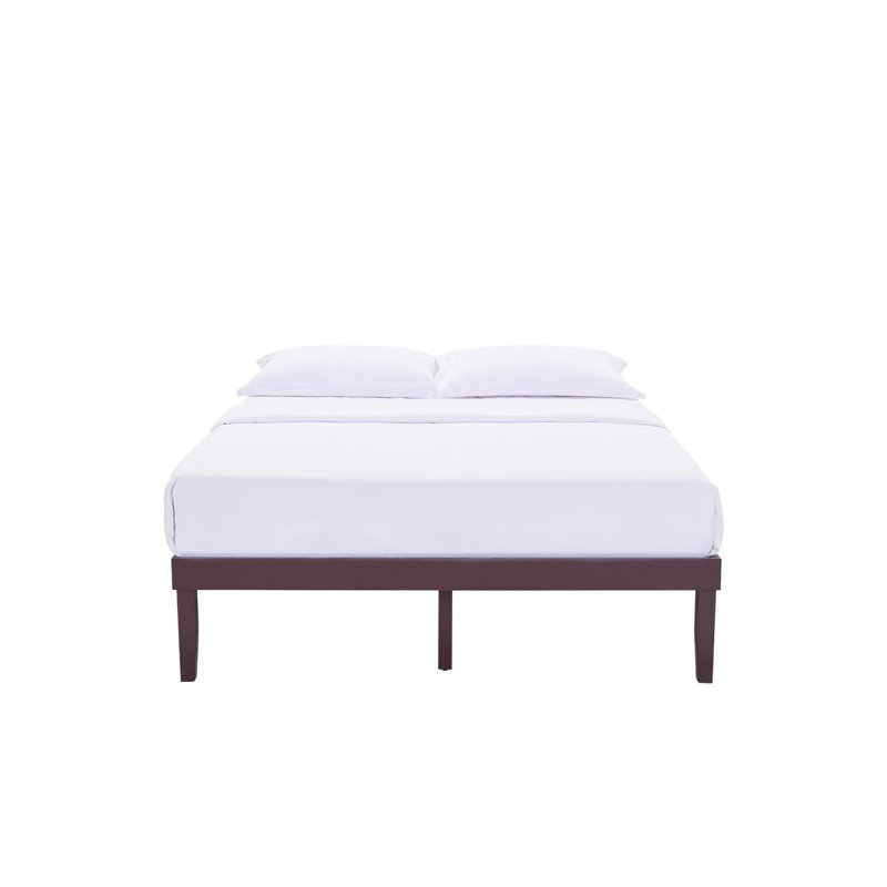 Lit plateforme en bois massif 14 po Janellie, Double / double, Espresso
