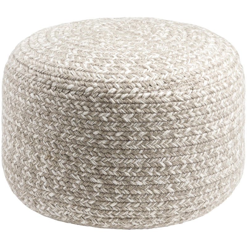 Upholstered Pouf, Light Gray Polyester Blend