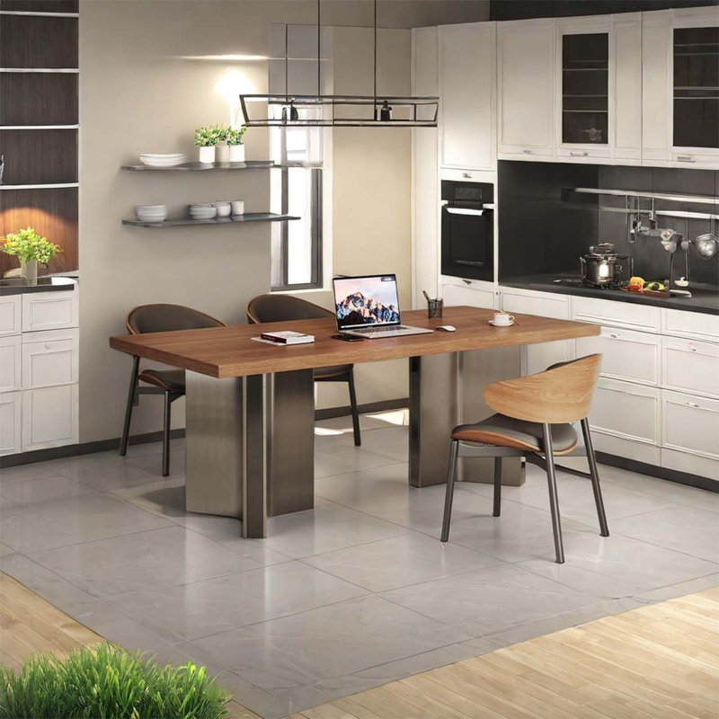 Solid wood rectangular thickened island dining
