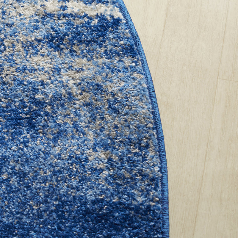 Algonquin Performance Abstract Rug, Round 11', Silver/Blue