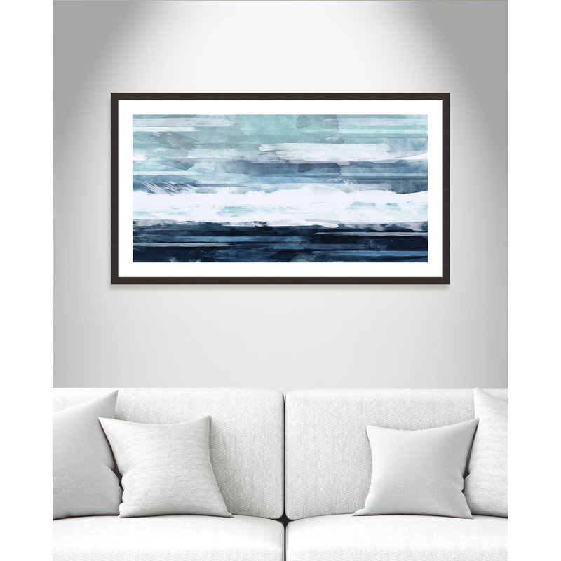 Blue Horizon - peinture encadrée, Cadre espresso foncé, H 26 po x l 46 po x P 2 po