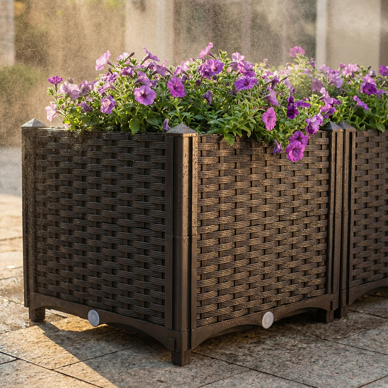 Boîtes à fleurs surélevées résistantes aux intempéries - Lit à arrosage profond pour patio et terrasse