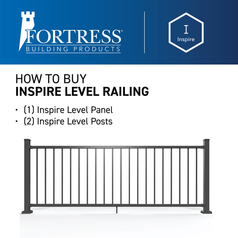 Inspire Railing 39.5-in H x 2.5-in W Aluminum Post with Brackets, Black