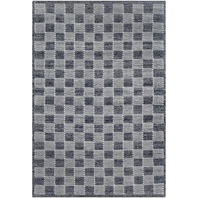 Tapis rectangulaire en laine touffeté à la main gris / crème touffeté à la main, Rectangle 2 pi x 3 pi