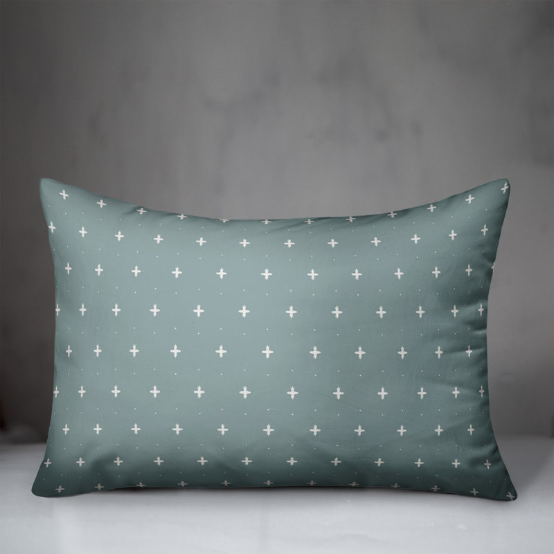 Housse de coussin rectangulaire en polyester / mélange de polyester, Blanc / bleu