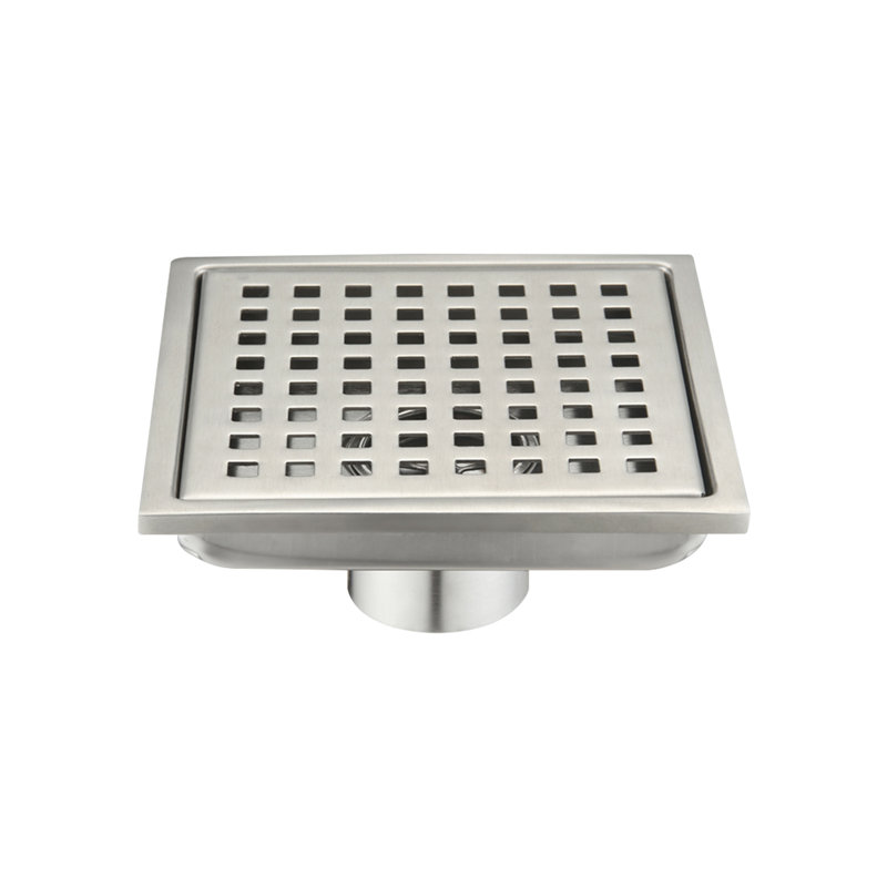 Drain de plancher carré pour douche en acier inoxydable, Nickel brossé