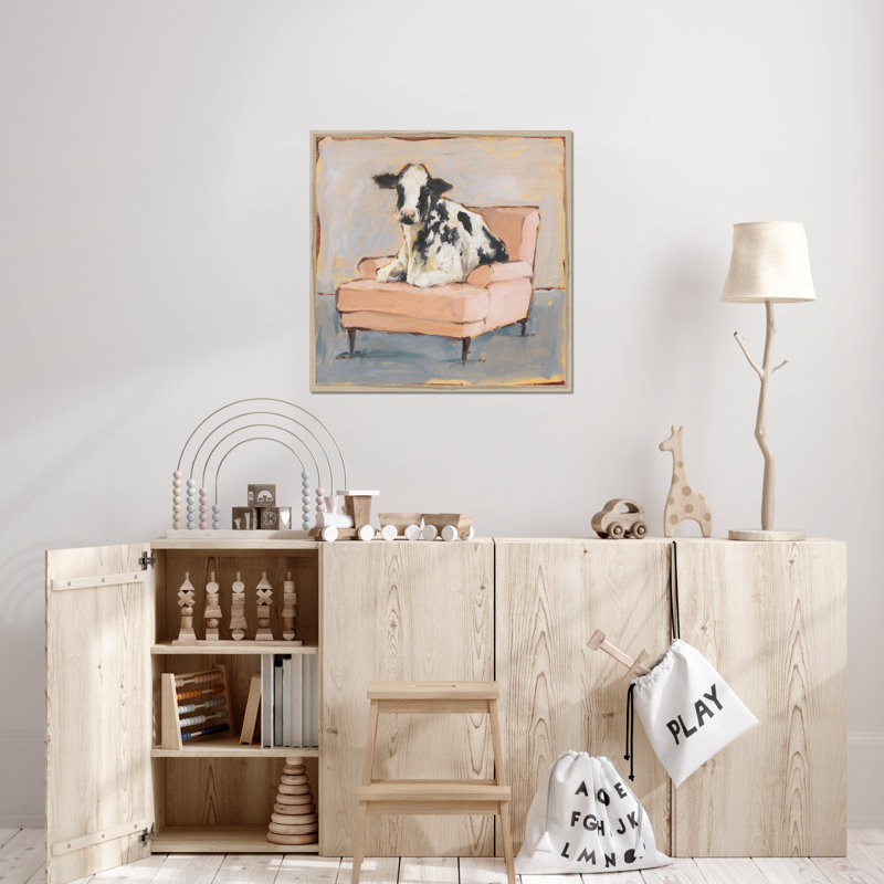 Moo-ving In II by Ethan Harper - Painting, 95cm H x 95cm W x 2.3cm D, Natural Wood Framed Paper Print