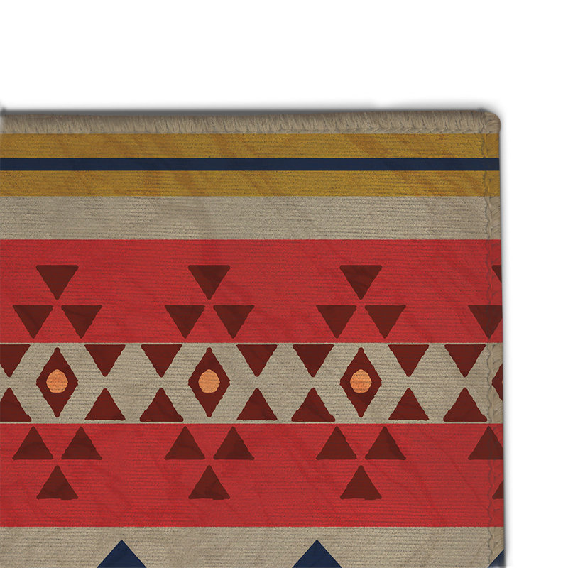 Tapis en chenille tissé à la machine Southwestern - rouge / beige / bleu, Rectangle 2 pi x 3 pi