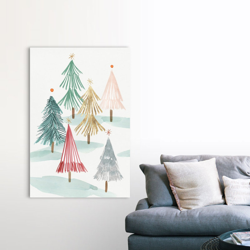 Arbres de Noël I - reproduction d'art sur toile, H 60 po x l 40 po x P 1,25 po, Toile tendue