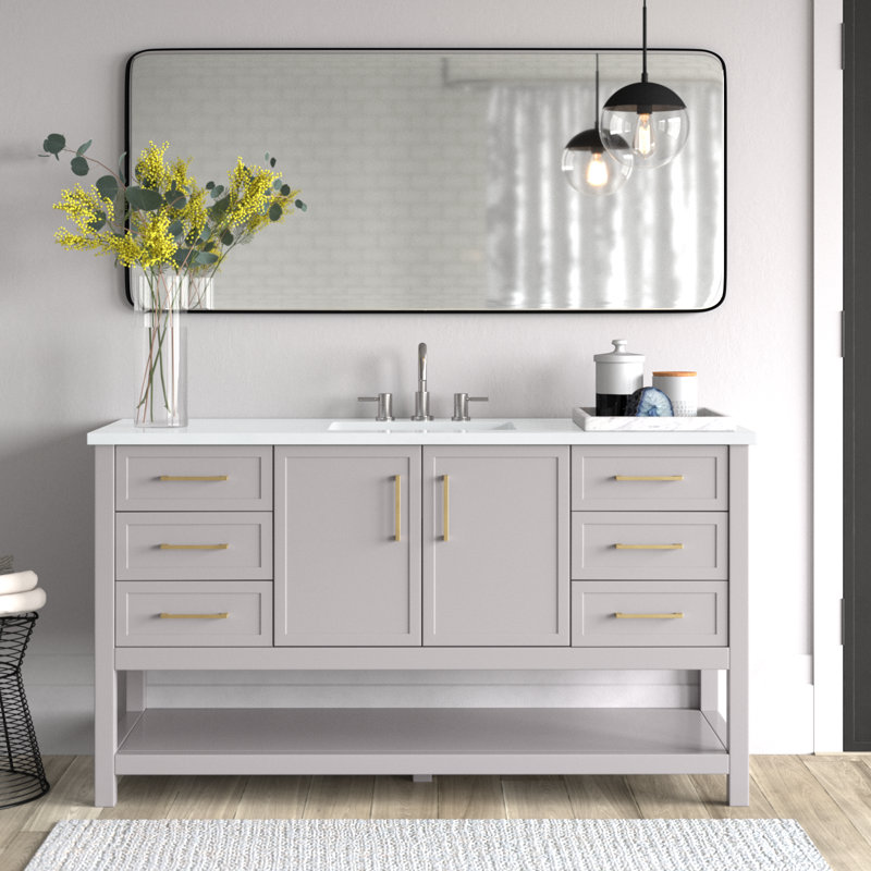 Ensemble de meuble-lavabo simple 60 po Vicini, Taupe