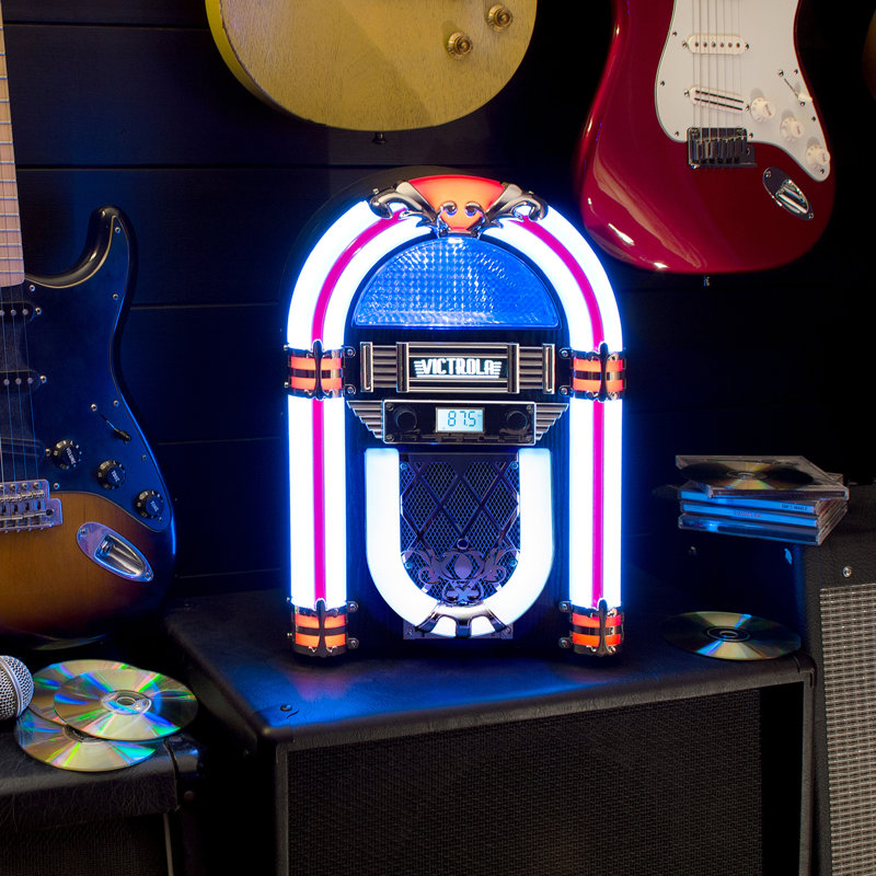Nostalgic Wood Countertop Jukebox with Built-in Bluetooth