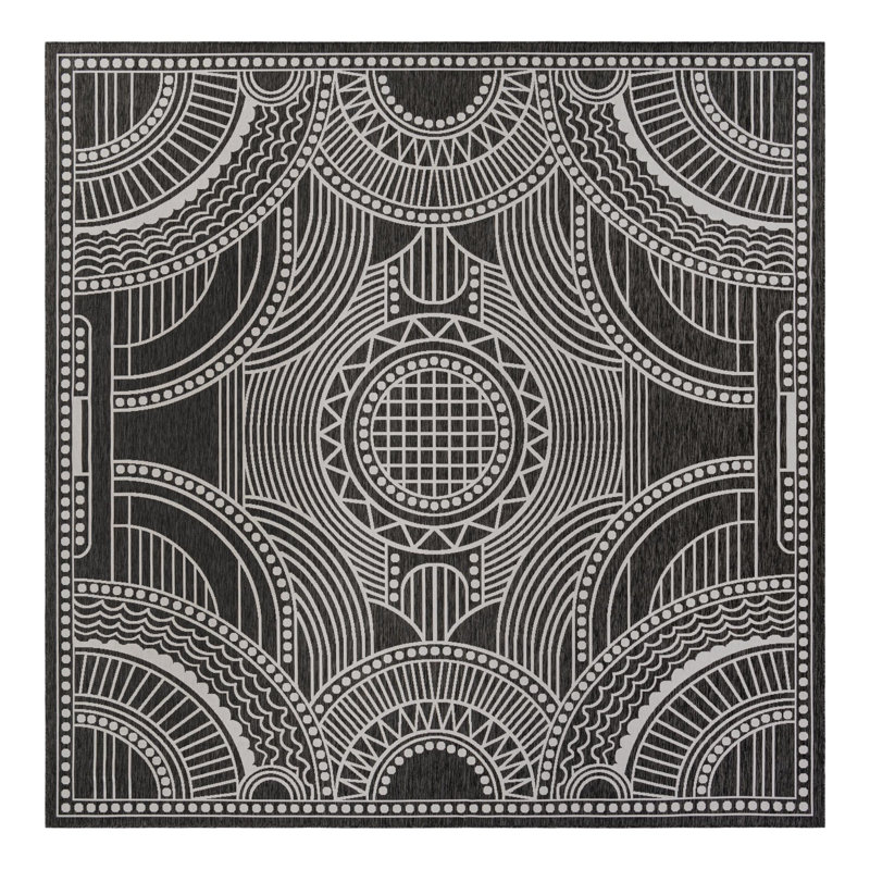 Tapis d'extérieur traditionnel intérieur / extérieur, Carré 13 pi 1 po
