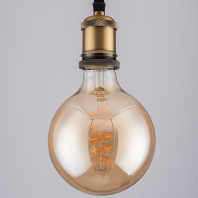 4W E27 Dimmable LED Vintage Edison Globe Light Bulb Amber (Set of 2)