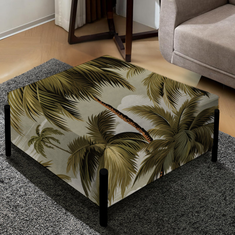 Motif tropical Tranquil Palms - grand repose-pieds carré tropical