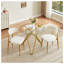 Ensemble de 2 chaises de salle à manger de cuisine modernes - Velours recouvert de dossier incurvé et pieds en métal, blanc et or