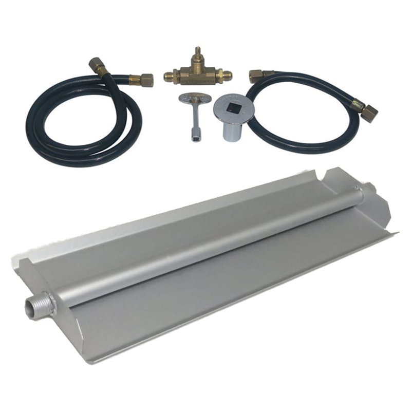 Ensemble de poêle à brûleur au gaz naturel fire foyer, Acier thermolaqué, H 18 po x l 6 po x P 1,63 po