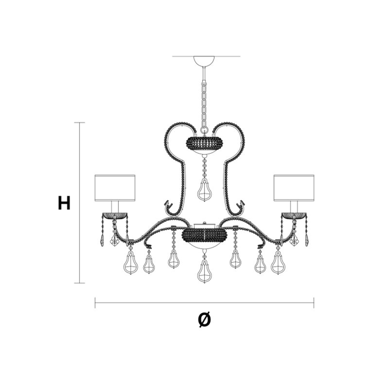 Lustre suspendu Light Gala, Argenté mat, Fumée, 54" Diameter x 39" Height