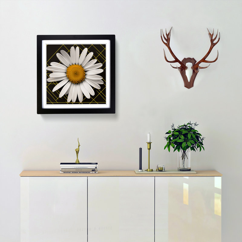 Daisy Constructivism No.2 - Framed Print, Black