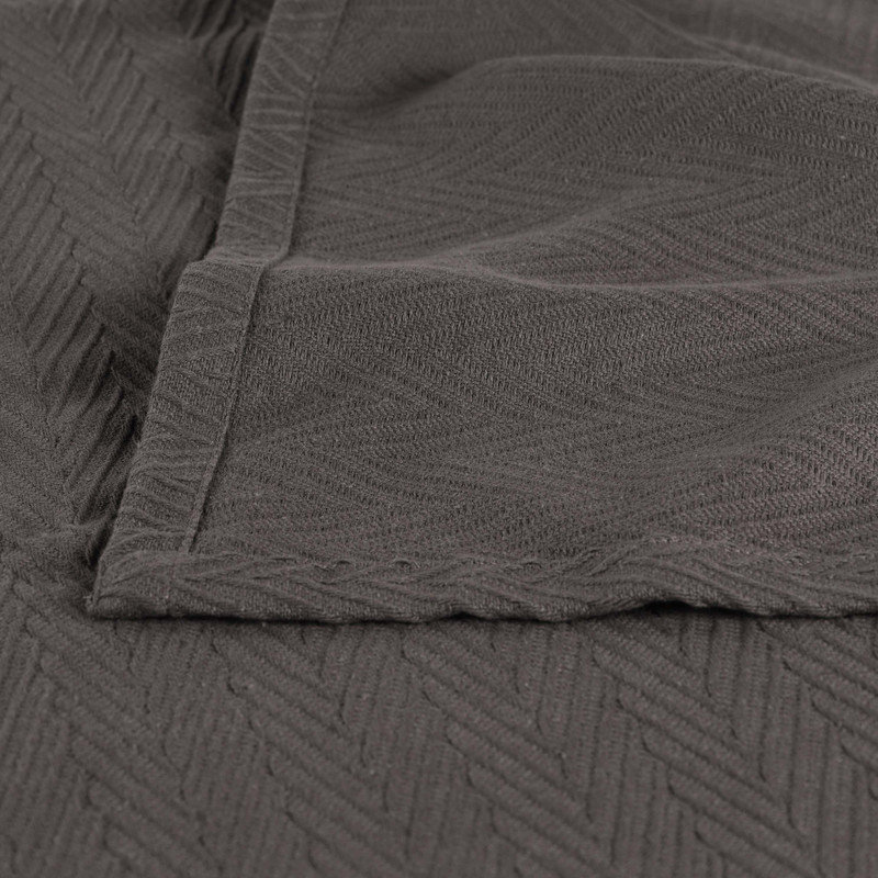 Jareth All-Season Cotton Zig-Zag Throw Blanket, Charcoal, King