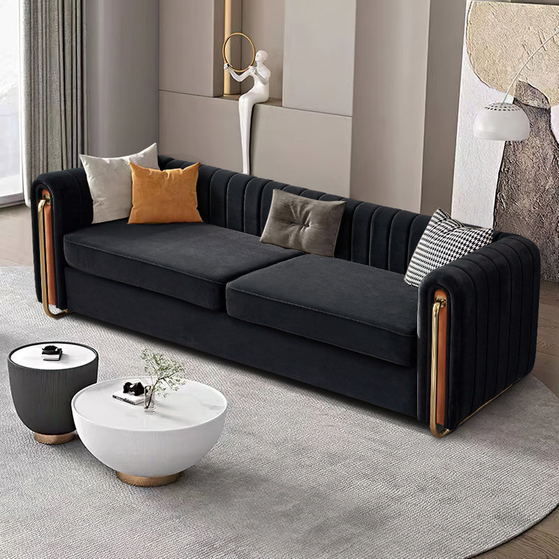 Canapé en velours à accoudoirs arrondis 84 po Dayu