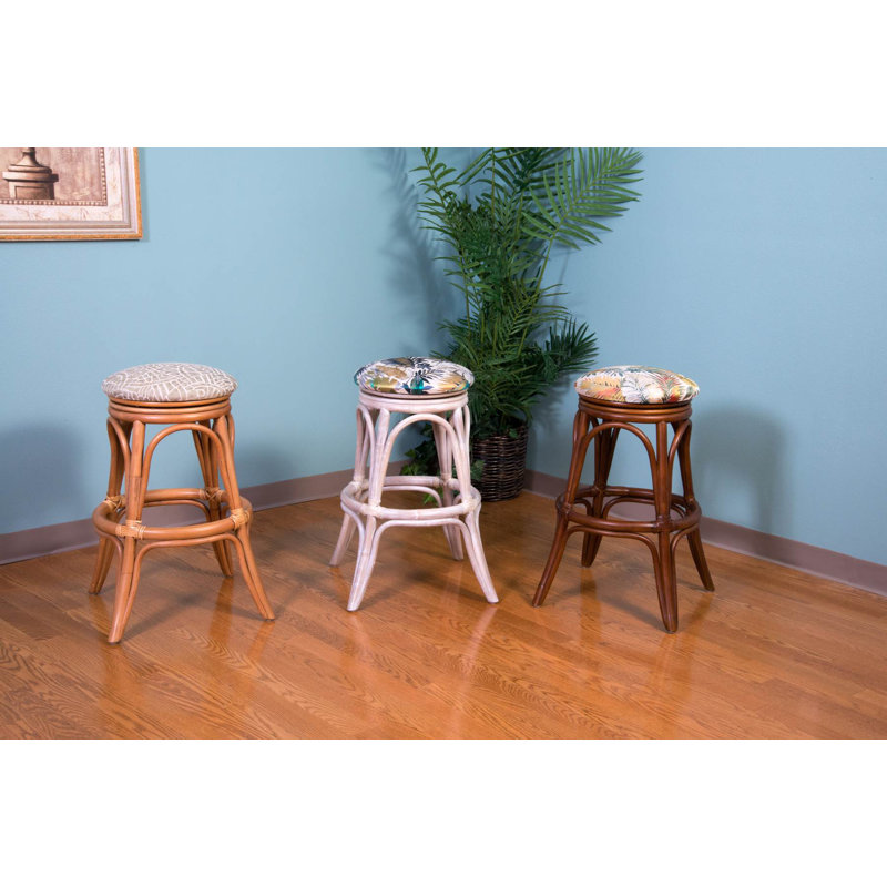 Charlestyn Swivel Upholstered Counter Stool, Rustic Driftwood, Kali Olive
