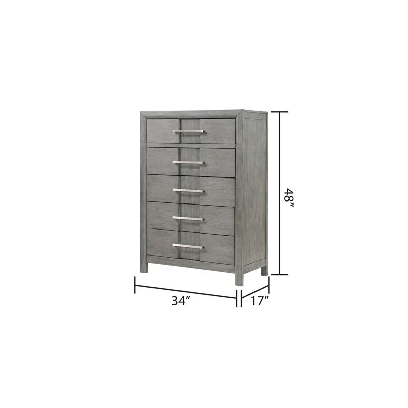 Commode 5 tiroirs Kenzo, Gris