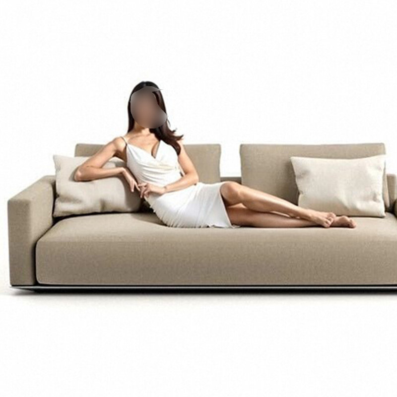 Élégante chaise en bois massif de coton et lin, Orienté à gauche (vu de face)