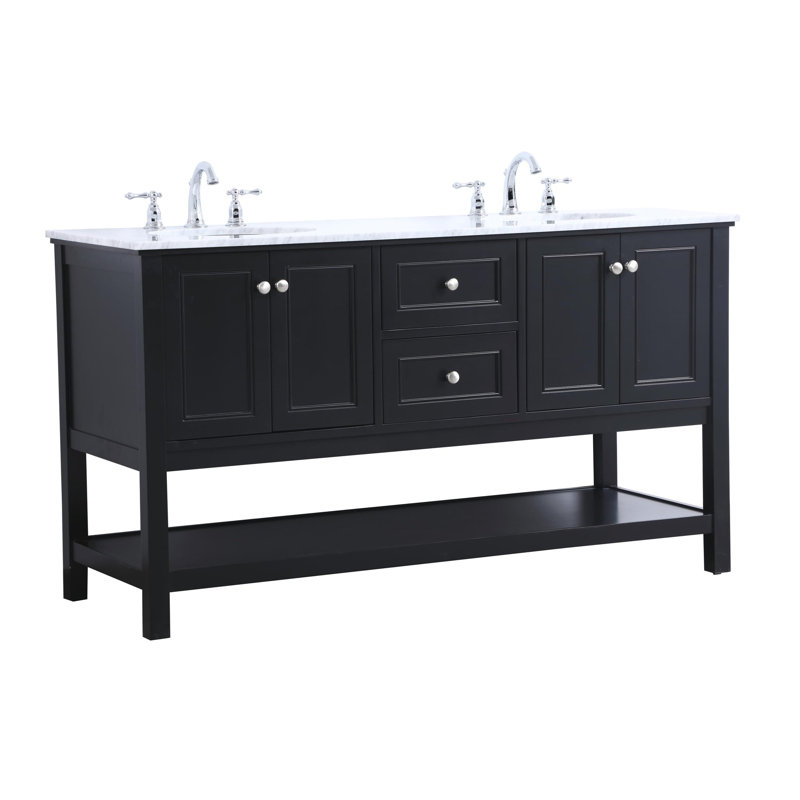 Ensemble de meuble-lavabo double 60 po Bonsai, Noir