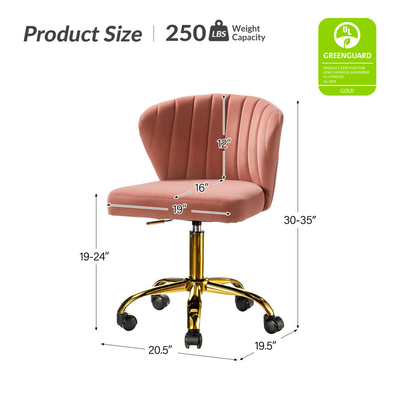 Alice Ergonomic Task Chair with Tufted Back, Pink