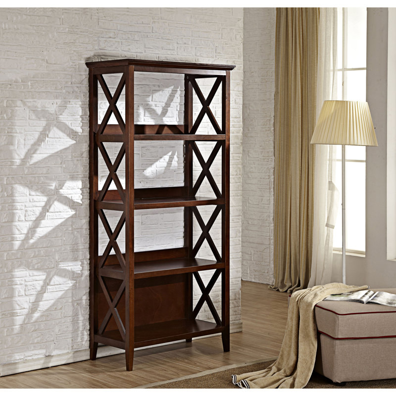 Bibliothèque standard en acier inoxydable H 72 "x l 36" Jocqueline, Noyer