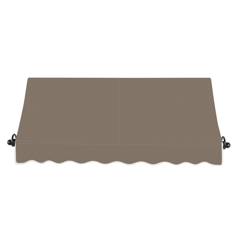 Awntech Charleston Acrylic Fabric Awning with Iron Scroll Arms, Taupe, 36" H x 64.5" W x 24" D