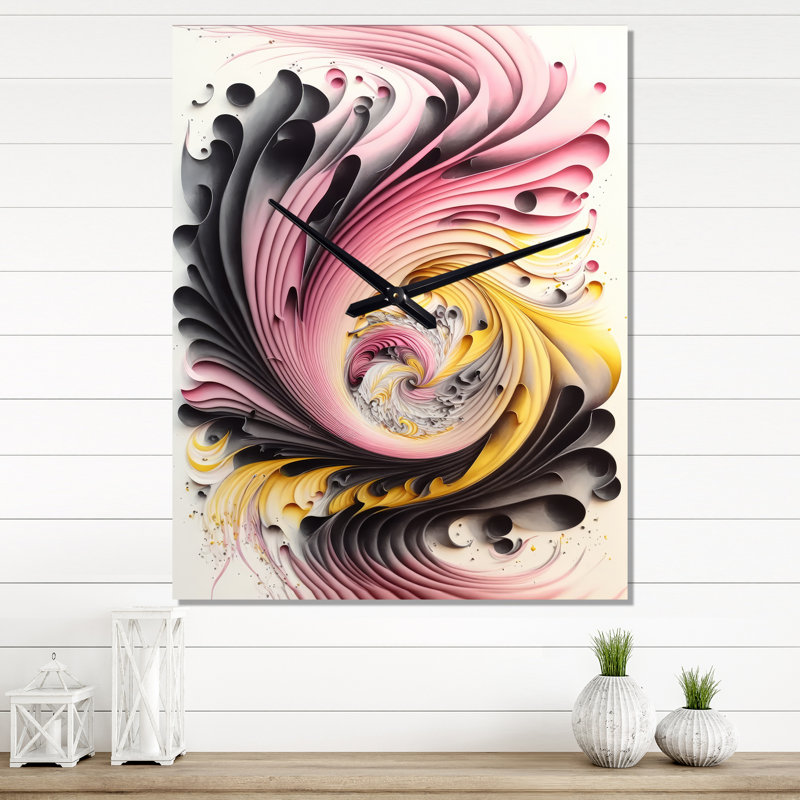 Paint Swirl I - Horloge murale moderne, H 32 po x l 24 po x P 1 po