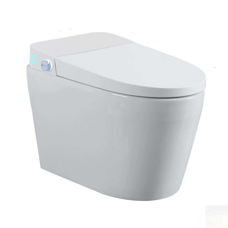 Toilette intelligente sans réservoir avec bidet intégré, conception monobloc, chasse d'eau automatique, siège chauffant, eau chaude et température réglable, télécommande