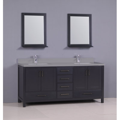 Ensemble de meuble-lavabo double 75 "avec miroir Flannery