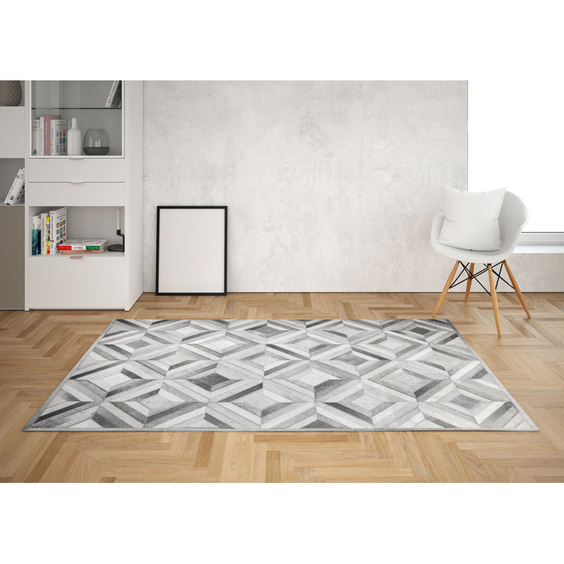 Tapis rectangulaire unique en cuir de vache Jessiana, Rectangle 6 pi x 9 pi