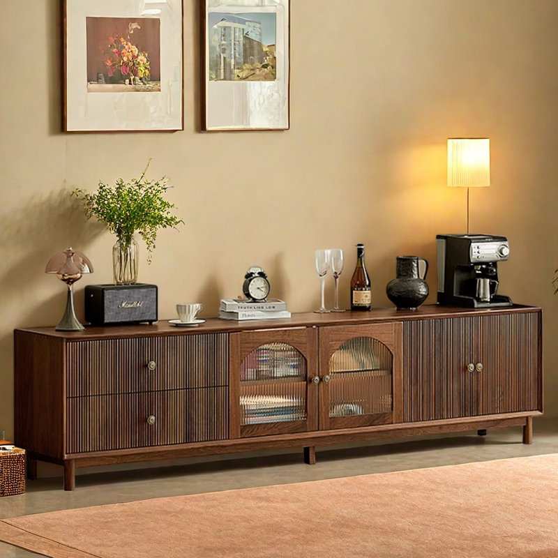 Retro high-end design solid wood TV cabinet