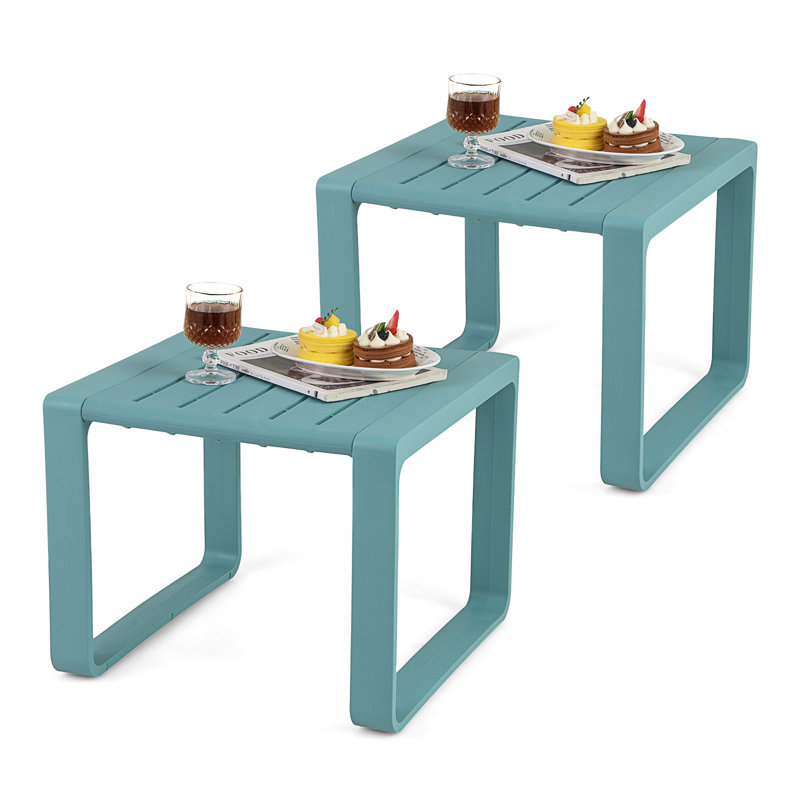 Ensemble de 2 tables d'appoint d'extérieur 18 po Adirondack, Bleu