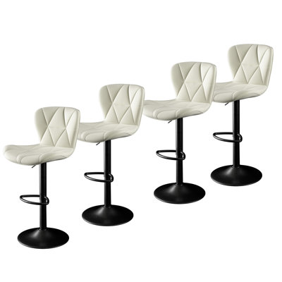 Tabourets de bar réglables à hauteur de comptoir pivotant, tabourets imperméables en similicuir avec repose-pieds Metel, ensemble de 4