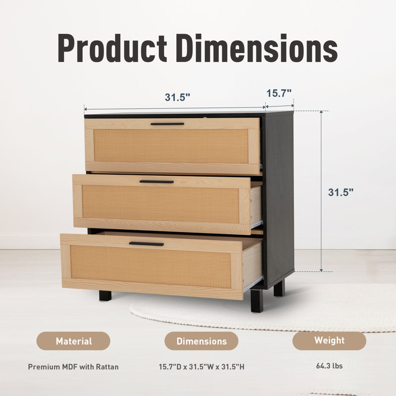 Commode d'appoint 3 tiroirs 