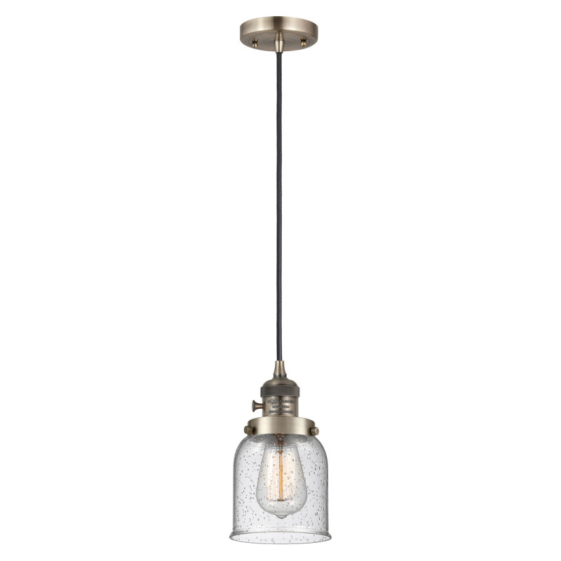 Franklin Restoration - Amberlynn - Mini luminaire suspendu à cordon de 5 po - Interrupteur marche / arrêt - Ampoule DEL - Finition chrome - Abat-jour blanc