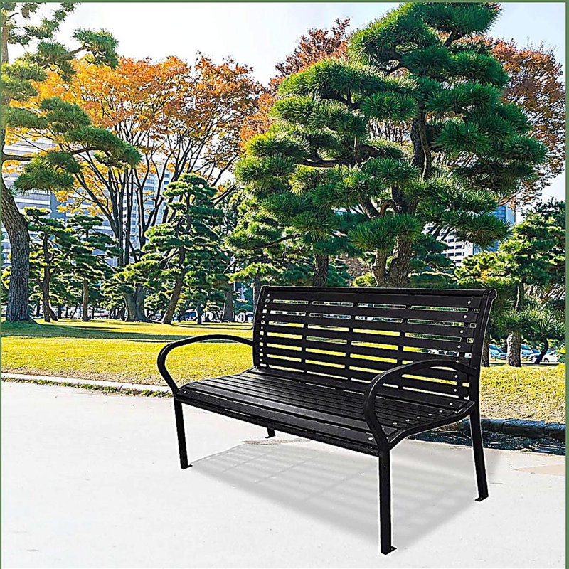 45,7 po Banc de patio en acier noir et WPC
