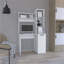 Bureau d'ordinateur en bois d'ingénierie blanc doux avec huche, tablettes à 3 niveaux et armoire, surface de travail de l 38,7 po x P 17,7 po-130085853-130085851
