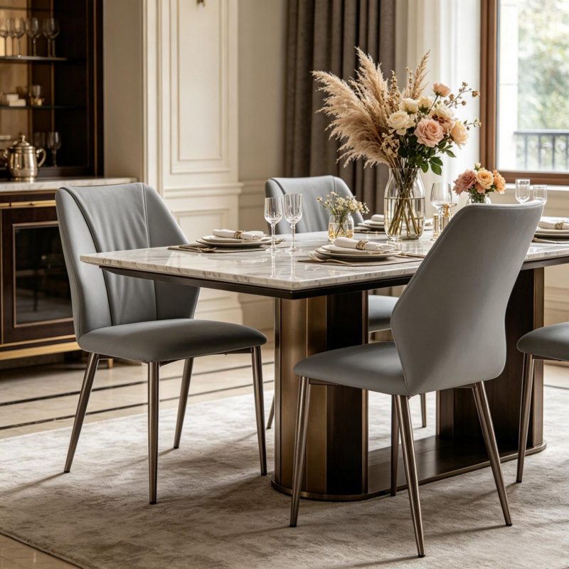 Evgeniy 41 cm H Upholstered Microfiber / Microsuede Dining Chair, Grey