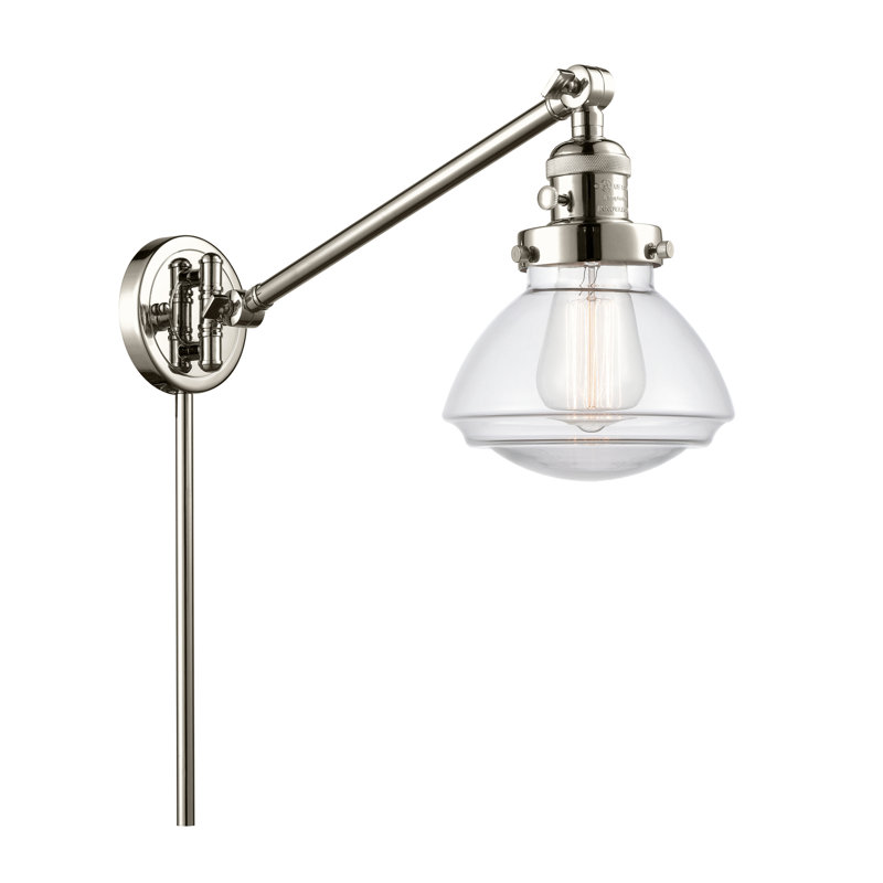 Lampe murale avec bras pivotant 1 lumière Chesterville, Incandescent, Transparent, Nickel poli