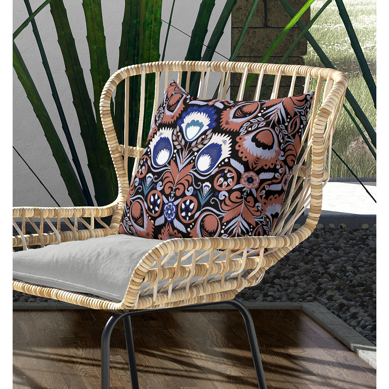 Indoor / Outdoor Square Cushion, 51cm H x 51cm W, Orange/Black/Blue